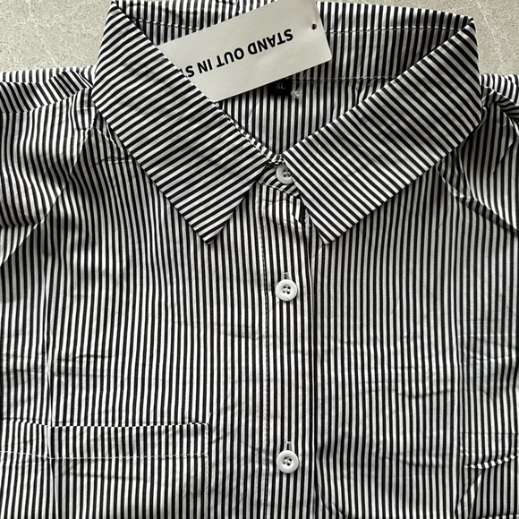 Striped Black and White Button-Up Shirt size XL  NWT - Picture 7 of 7